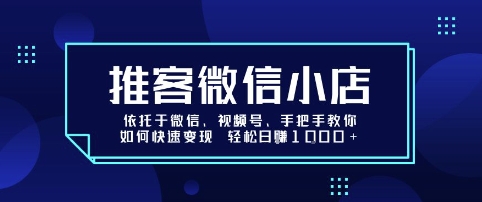 推客微信小店依托于微信、视频号,手把手教你如何快速变现 轻松日入1k+【揭秘】-风淘社