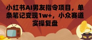 小红书AI男友指令项目,单条笔记变现1w+,小众赛道实操复盘-风淘社
