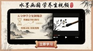 水墨画国学养生视频，五分钟学会复制爆款，快速起千粉万粉号-风淘社