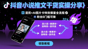 抖音小说推文干货实操分享,混剪+AI图片卡特效爆量全流程,0粉丝0门槛可做-风淘社