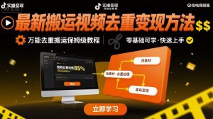 最新搬运视频去重变现方法,万能去重搬运保姆级教程-风淘社