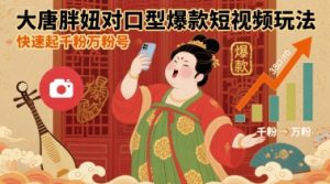 大唐胖妞对口型爆款短视频玩法，快速起千粉万粉号-风淘社