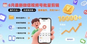 8月最新微信视频号批量剪辑操作方法及变现流程，简单操作，月入1w+-风淘社