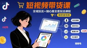 最新短视频带货课，全域投流+随心推全套投流课程+思维导图-风淘社