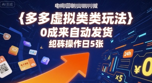 多多虚拟类目玩法,0成本全自动发货,矩阵操作日5张-风淘社