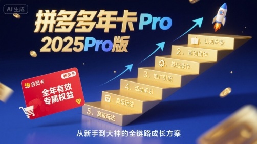 拼多多年卡2025Pro版,五大板块从认知到基础、从推广到活动、从活动到玩法-风淘社
