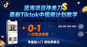 蓝海项目挣美刀,最新Tiktok中视频计划教学,从0-1教你学会海外TK中视频,一次性讲清楚-风淘社