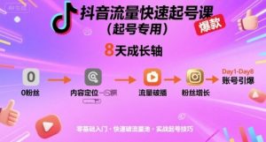 抖音流量快速起号课(起号专用),8天带你做爆自己的账号-风淘社