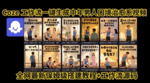 coze工作流一键生成”中年男人困境扎心高涨粉高播放量图文视频”保姆级拆解教程,无需剪辑,无需拍摄写文案-风淘社