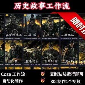 COZE扣子工作流一键生成历史人物一生的视频,复制粘贴运行即可,30s制作1个视频-风淘社