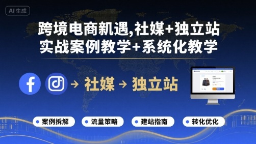 跨境电商新机遇,社媒+独立站,实战案例教学+系统化教学-风淘社
