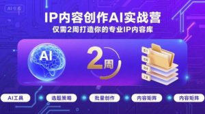 IP内容创作AI实战营，仅需2周打造你的专业IP内容库-风淘社