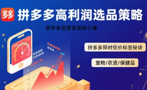 拼多多选品暴利技术实战课,拼多多高利润选品策略,拼多多限时低价标签秘诀-风淘社