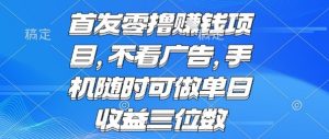 首发零撸挣钱项目 不看广告 手机随时可做 单日收益三位数【揭秘】-风淘社