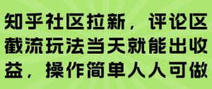 知乎社区拉新,评论区截流玩法当天就能出收益,操作简单人人可做-风淘社