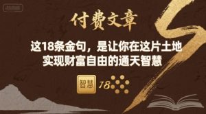 付费文章:这18条金句,是让你在这片土地 实现财富自由的通天智慧-风淘社
