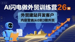 AI闪电做外贸训练营26期，外贸建站开发客户内容营销从0到3做外贸-风淘社