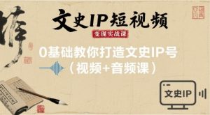 文史IP短视频变现实战课，0基础教你打造文史IP号(视频+音频课)-风淘社