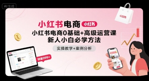 小红书电商0基础+高级运营课,新人小白必学方法,实操教学+案例分析-风淘社