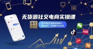 无货源社交电商实操课,绕开传统互联网电商模式,撒豆成兵,实现跨平台交易-风淘社