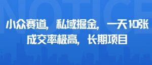 小众赛道,私域掘金,一天多张,成交率极高,长期项目-风淘社