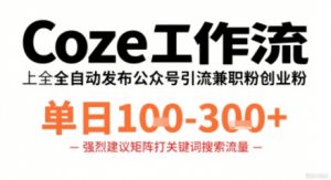 Coze工作流一键发布高质量公众号引流兼职粉代发粉，单日1-3张-风淘社