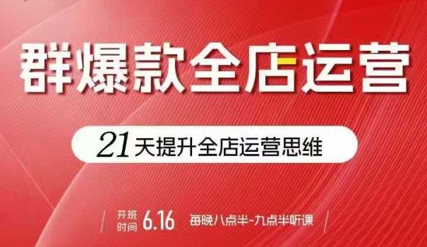 贾真电商群爆款全店运营,21天提升全店运营思维,起店、全店运营爆款不断-风淘社