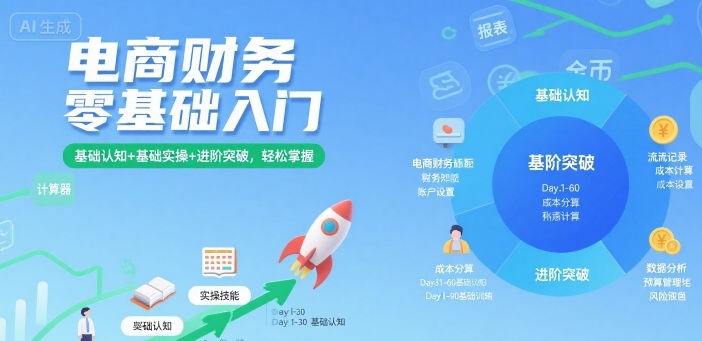 电商财务零基础入门,基础认知+基础实操+进阶突破,轻松掌握-风淘社