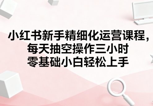 小红书新手精细化运营课程,每天抽空操作三小时,零基础小白轻松上手-风淘社