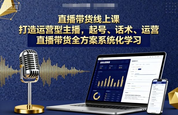 直播带货线上课,打造运营型主播,起号、话术、运营,直播带货全方案系统化学习-风淘社