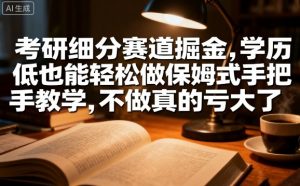 考研细分赛道掘金,日入1k+,学历低也能轻松做保姆式手把手教学,不做真的亏大了【揭秘】-风淘社