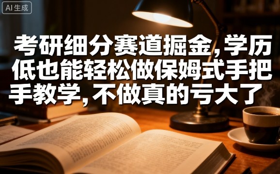 考研细分赛道掘金,日入1k+,学历低也能轻松做保姆式手把手教学,不做真的亏大了【揭秘】-风淘社