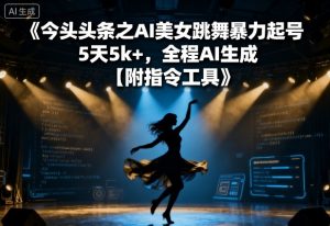 今日头条之AI美女跳舞暴力起号，5天1k+，全程AI生成【附指令工具】-风淘社