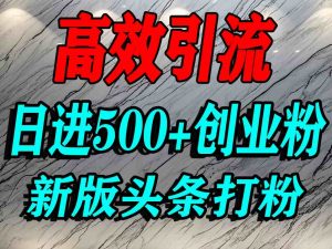 今日头条打创业粉，一篇文章就能引流几百个精准创业粉，日进500+精准流量-风淘社