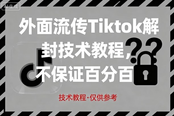 外面流传Tiktok解封技术教程，不保证百分百，具体自测-风淘社