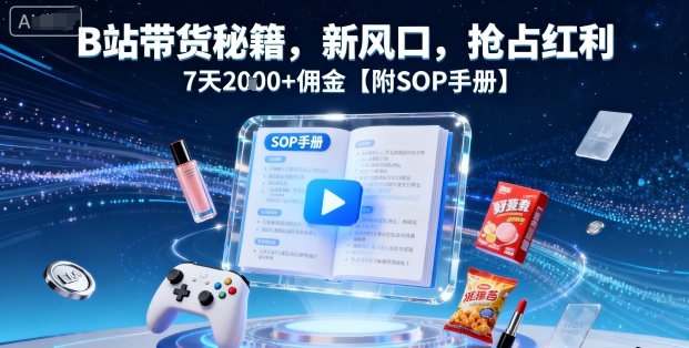 B站带货秘籍，新风口，抢占红利，7天2k+佣金【附SOP手册】-风淘社