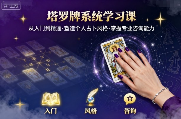 塔罗牌系统学习课,助你从入门到精通,塑造个人占卜风格,掌握专业咨询能力-风淘社