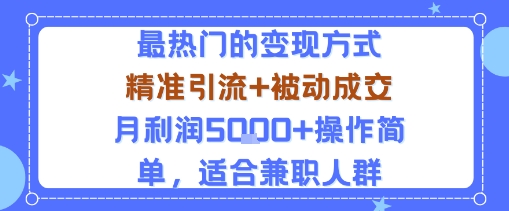 小众赛道玩法：当下最热门的变现方式，精准引流+被动成交月利润5k+操作简单，适合兼职人群-风淘社
