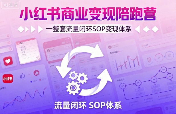小红书商业变现陪跑营,轻IP矩阵 私域获客 聚光投流,一整套流量闭环SOP变现体系-风淘社