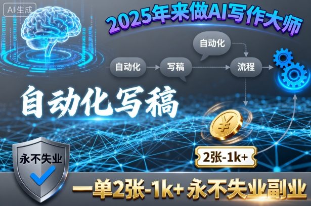 2025年来做AI写作大师,自动化写稿,一单2张-1k+,永不失业副业-风淘社