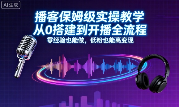 播客保姆级实操教学,从0搭建到开播全流程,零经验也能做,低粉也能高变现-风淘社