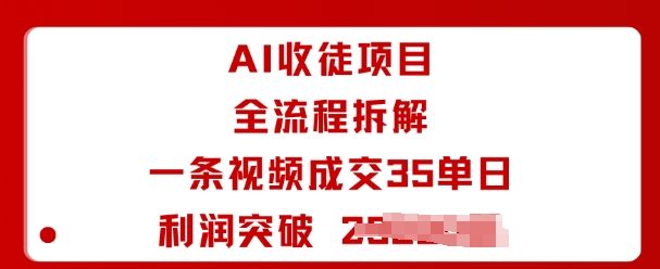 AI收徒项目全流程拆解一条视频成交35单日利润突破1k+-风淘社