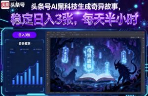 头条号AI黑科技生成奇异故事,稳定日入3张,每天半小时-风淘社