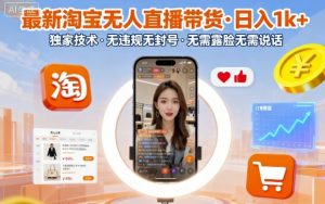 最新淘宝无人直播带货,日入1k+,独家技术,无违规无封号,无需露脸无需说话【揭秘】-风淘社