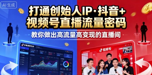 25年直播9-10两期线下课,打通创始人IP,抖音+视频号直播流量密码,教你做出高流量高变现的直播间-风淘社