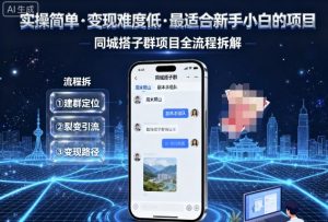 实操简单,变现难度低,最适合新手小白做的项目,每天轻松收入3张,同城搭子群项目全流程拆解-风淘社