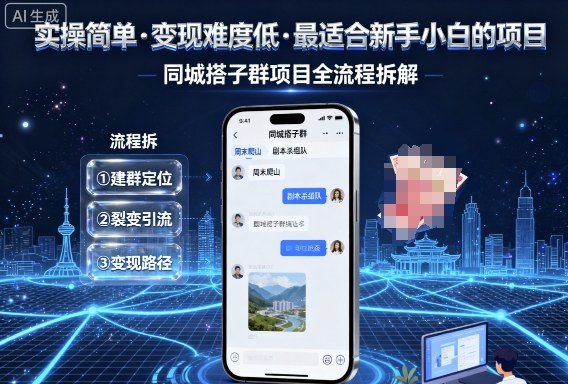 实操简单,变现难度低,最适合新手小白做的项目,每天轻松收入3张,同城搭子群项目全流程拆解-风淘社