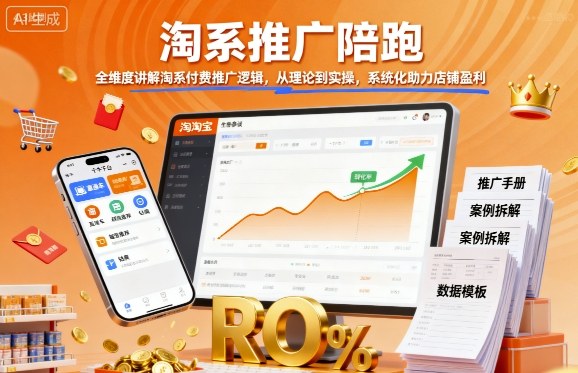 淘系推广陪跑,全维度讲解淘系付费推广逻辑,从理论到实操,系统化助力店铺盈利-风淘社