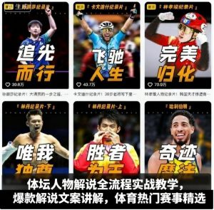体坛人物解说全流程实战教学,爆款解说文案讲解,体育热门赛事精选-风淘社