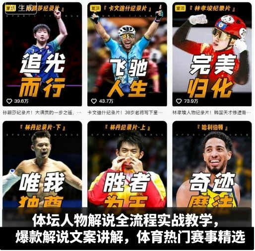 体坛人物解说全流程实战教学,爆款解说文案讲解,体育热门赛事精选-风淘社